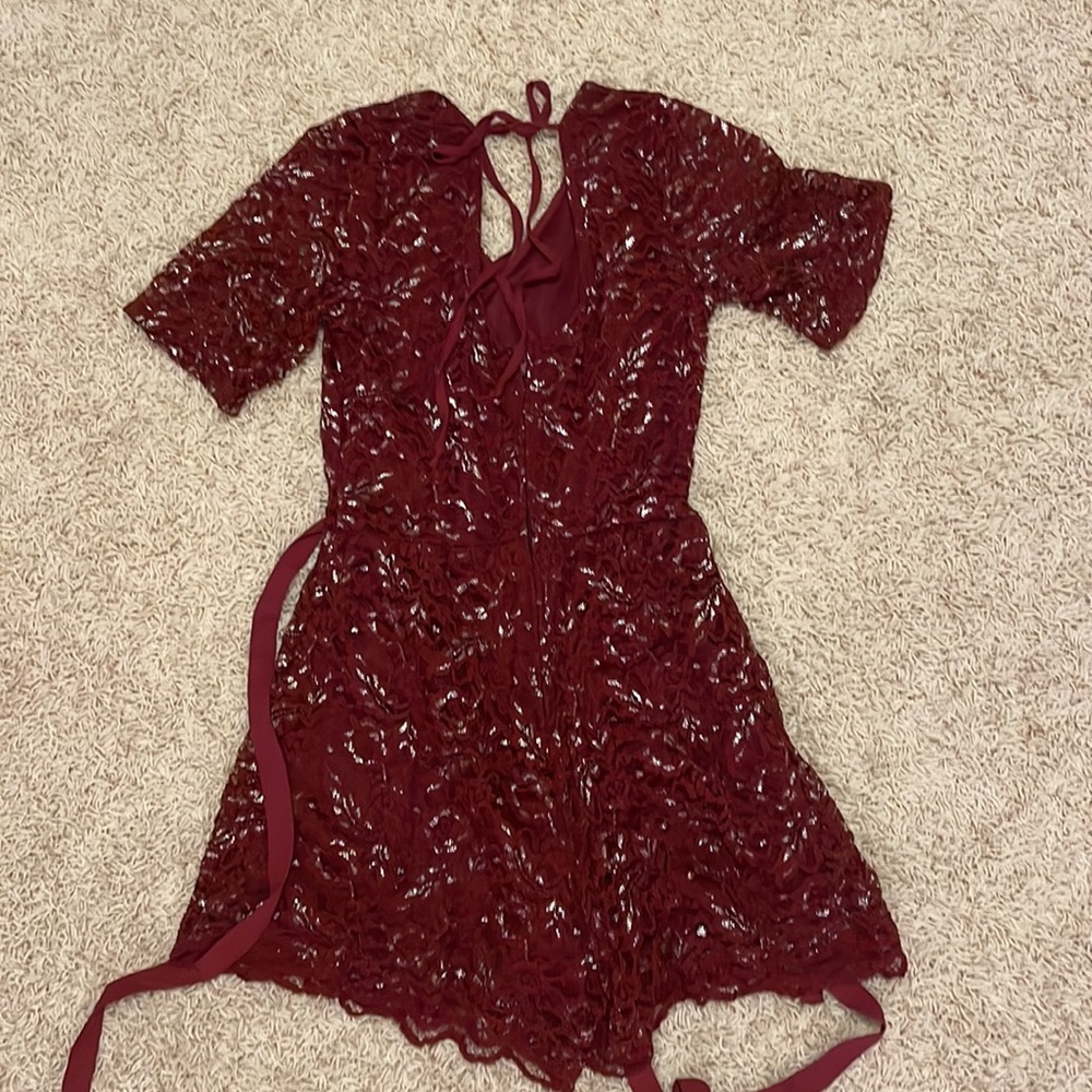 Burgundy Charlotte Russe Romper - Picture 2 of 2